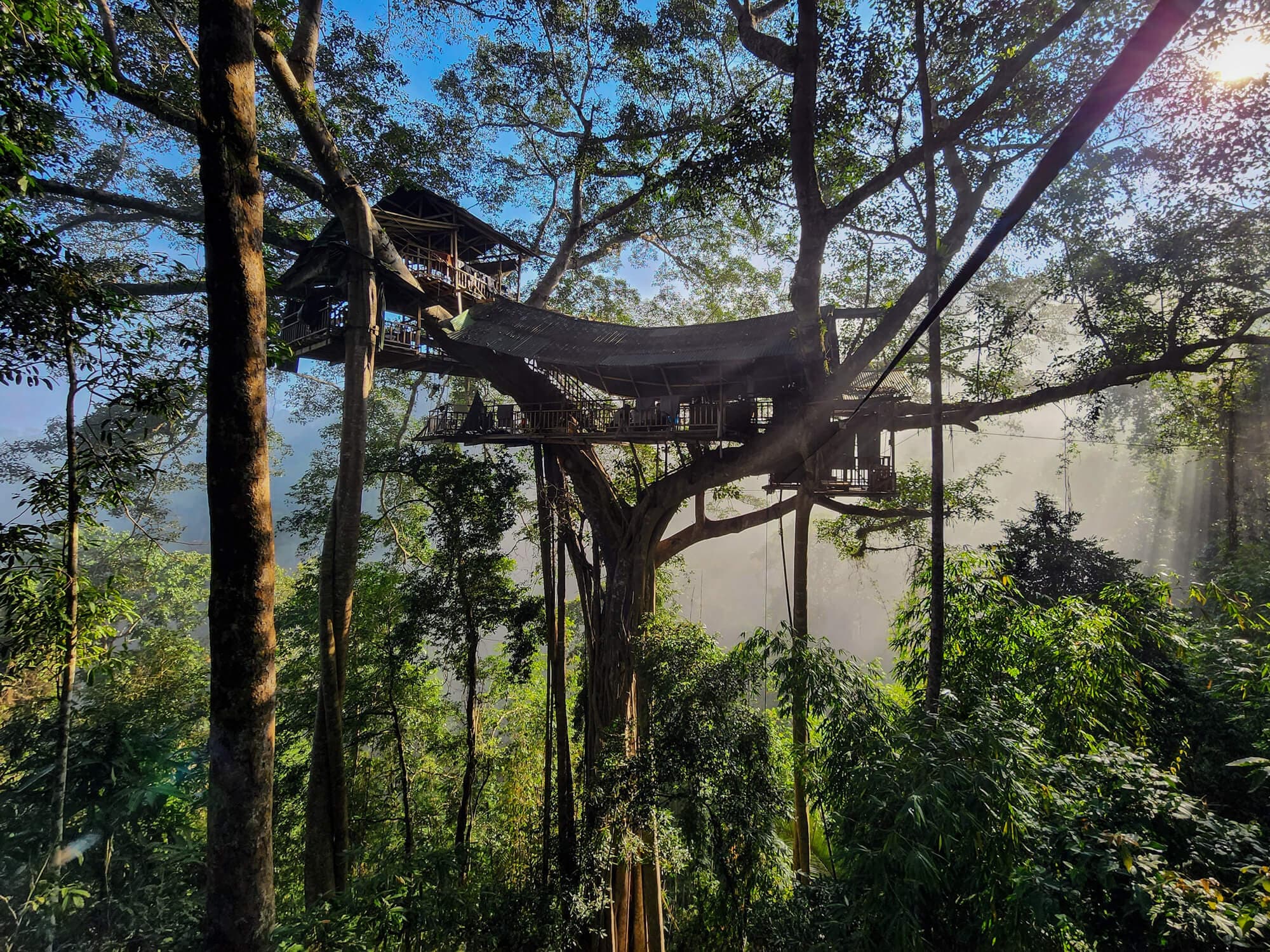 The Gibbon Experience treehouse in Laos rainforest