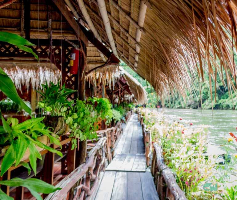 Wooden walkway at River Kwai Jungle Rafts