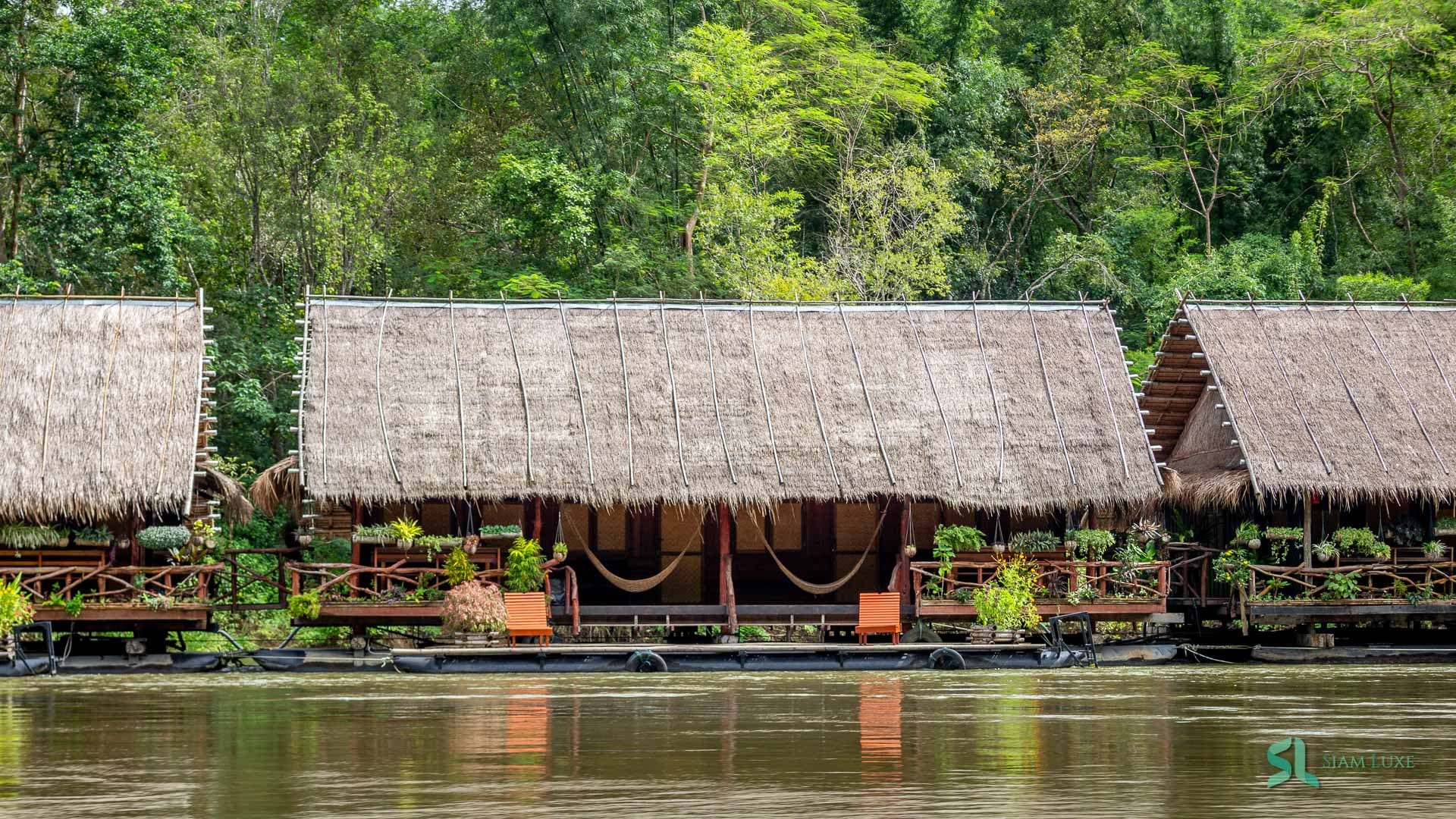 The floating resort River Kwai Jungle Rafts in Kanchanaburi