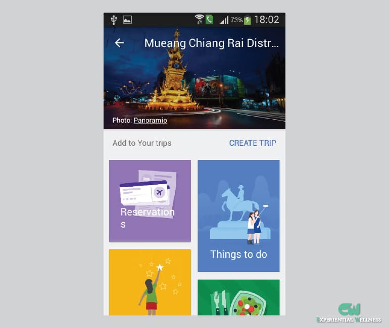 Page de ville de Chiang Rai dans Google Trips