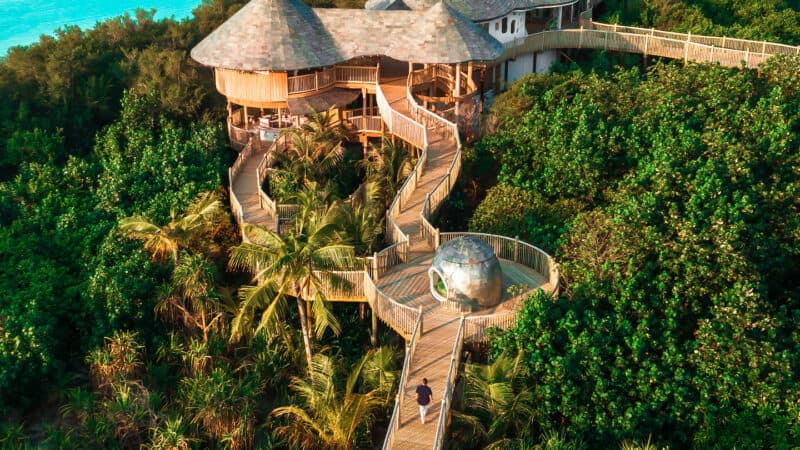 Luftaufnahme des Resorts Soneva Jani